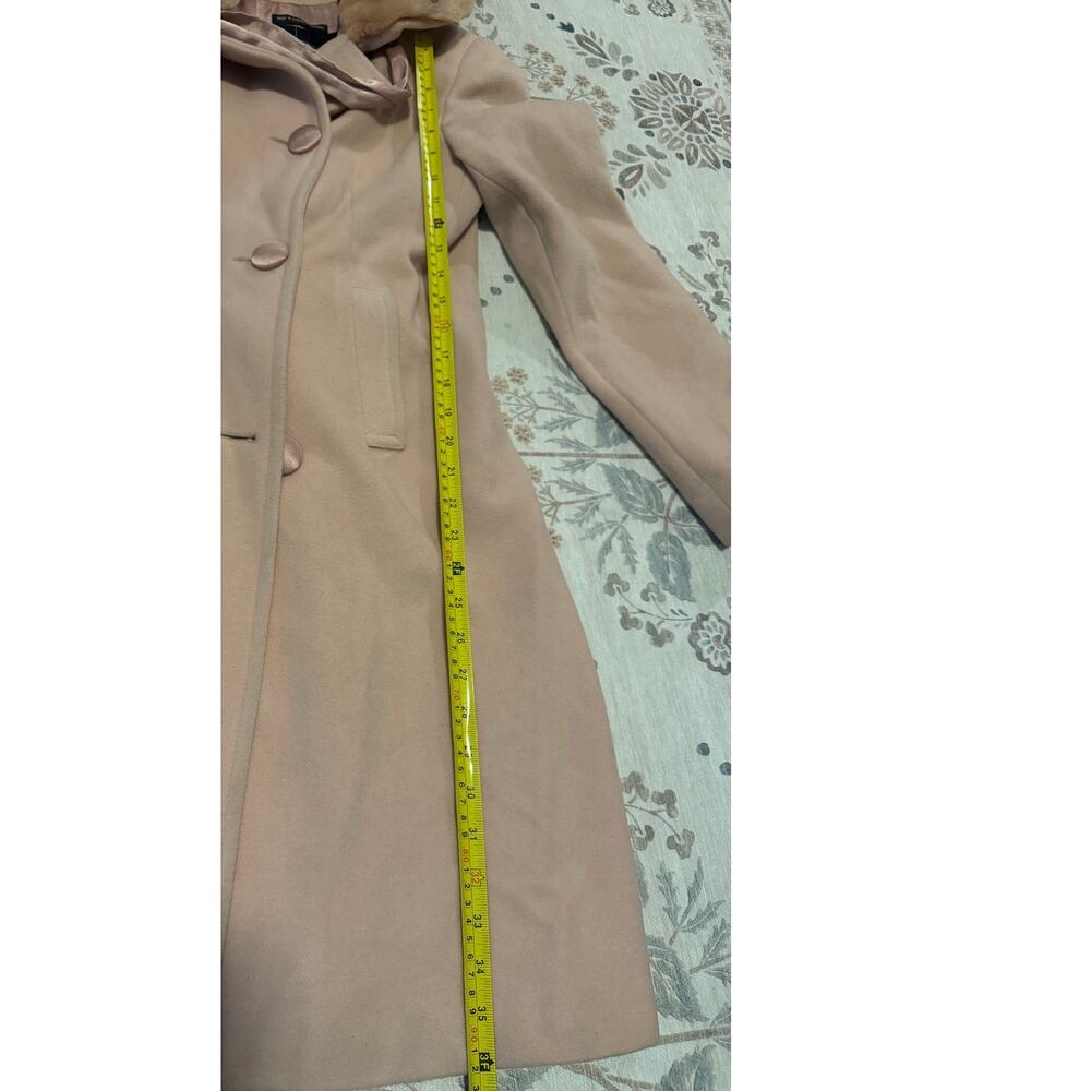Vintage Y2K Moda International Pink Wool Fur Trim Overcoat Coat 6 - Picture 7 of 10